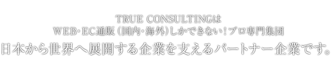 TRUE CONSULTINGはWEB・EC通販（国内・海外）しかできない！プロ専門集団日本から世界へ展開する企業を支えるパートナー企業です。