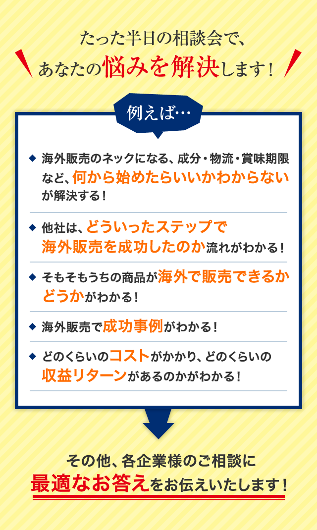 たった半日の相談会で、あなたの悩みを解決します！