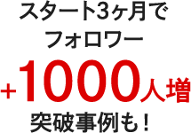 スタート3ヶ月でフォロワー1000人増突破事例も！