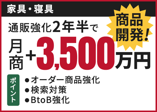 通販強化2年半で月商+3,500万円 商品開発！