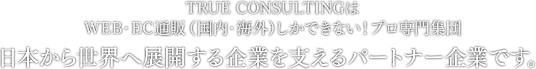 TRUE COSULTINGはWEB・EC通販(国内・海外)しかできない！プロ専門集団日本から世界へ展開する企業を支えるパートナー企業です。