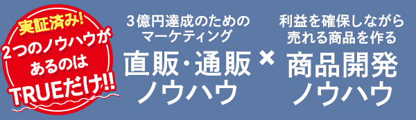 ３億円達成のためのマーケティング直販・通販ノウハウ×利益を確保しながら売れる商品を作る商品開発ノウハウ